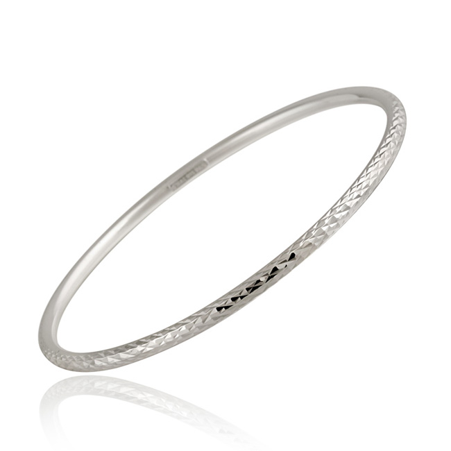 【20/80】STERLING SILVER ID BANGLE 3mm 925 Sterling Silver 3mm Diamond-Cut Bangle Bracelet | eBay