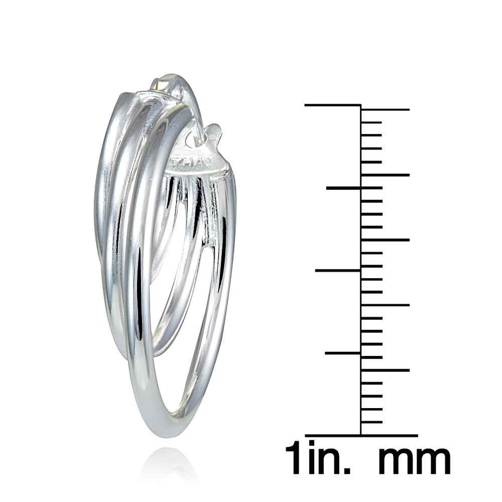 Sterling Silver Triple Round Hoop Earrings | eBay
