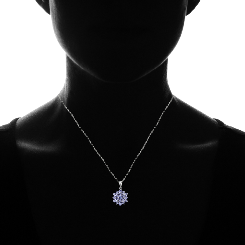 Sterling Silver Simulated Tanzanite Flower Necklace | eBay