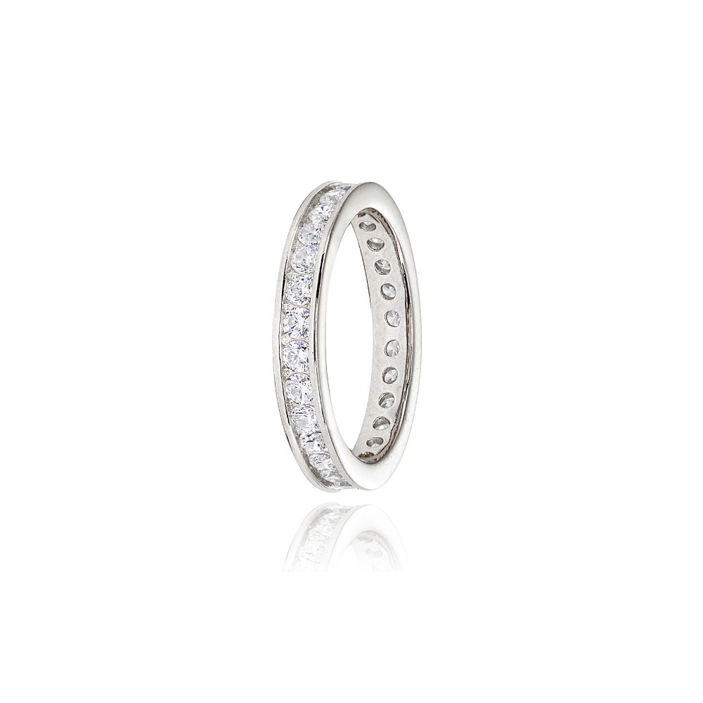 ❤︎R❤︎ Round 2mm Channel Set Cubic Zirconia Sterling Silver