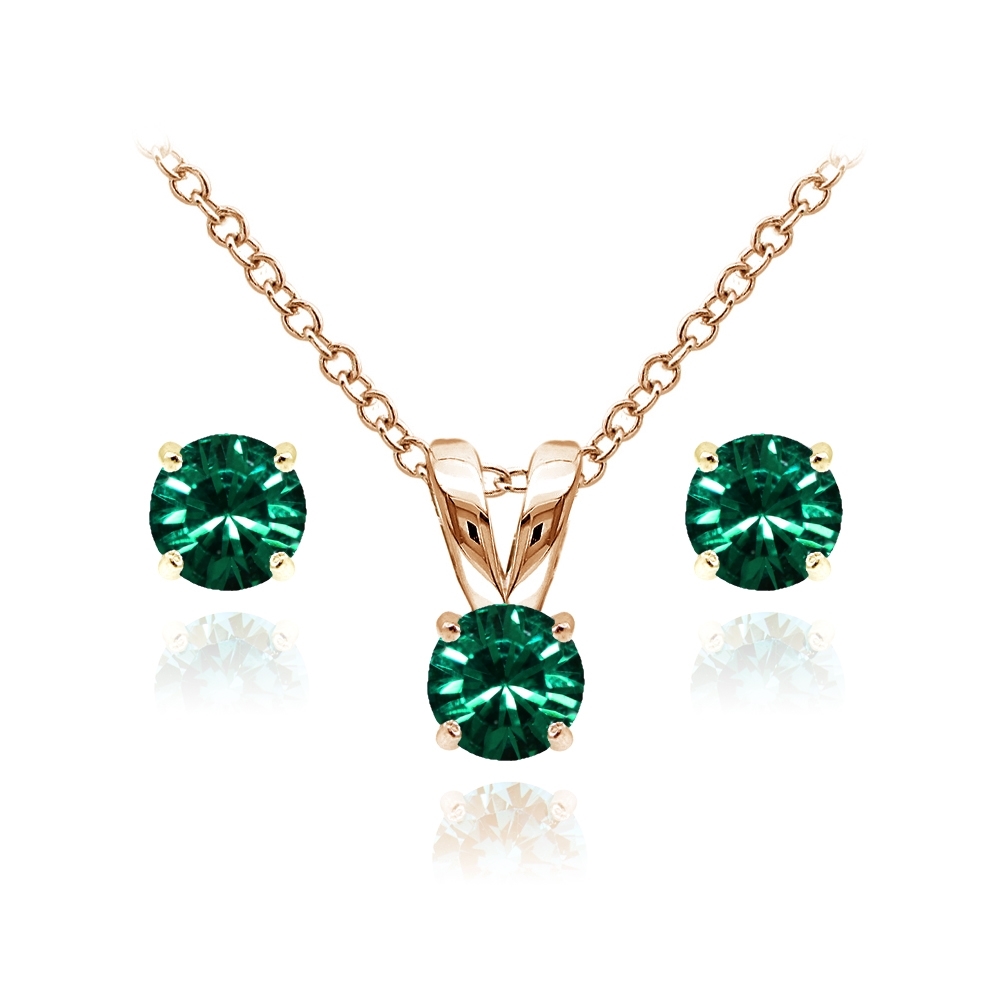 Luxury Green Geometric Jewelry Set - Necklace, Earrings & Bracelet For Women